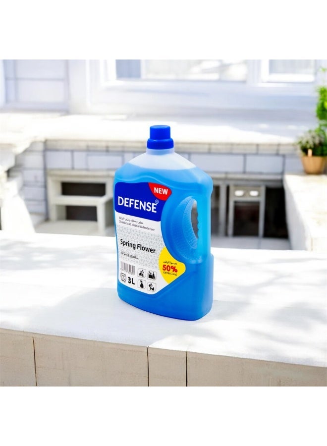 Defense Disinfectant Floor Cleaner, Spring Flower Scent, Concentrated Cleaner & Freshener, Kills Germs, No Rinse, Quick-Drying, Streak-Free, Suitable for Marble, Ceramic and Tiles, 3 L + 50% Extra - Image 3